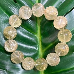 LEMON CITRINE & FIRE QUARTZ chunky 16mm HIGH quality crystal bracelet